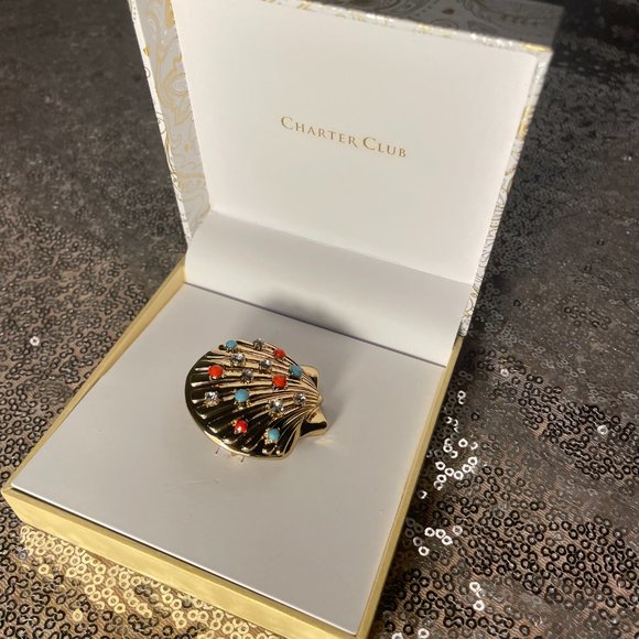 Charter Club Shell Brooches Pin - Picture 3 of 4